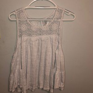 white lace shoulder-less blouse